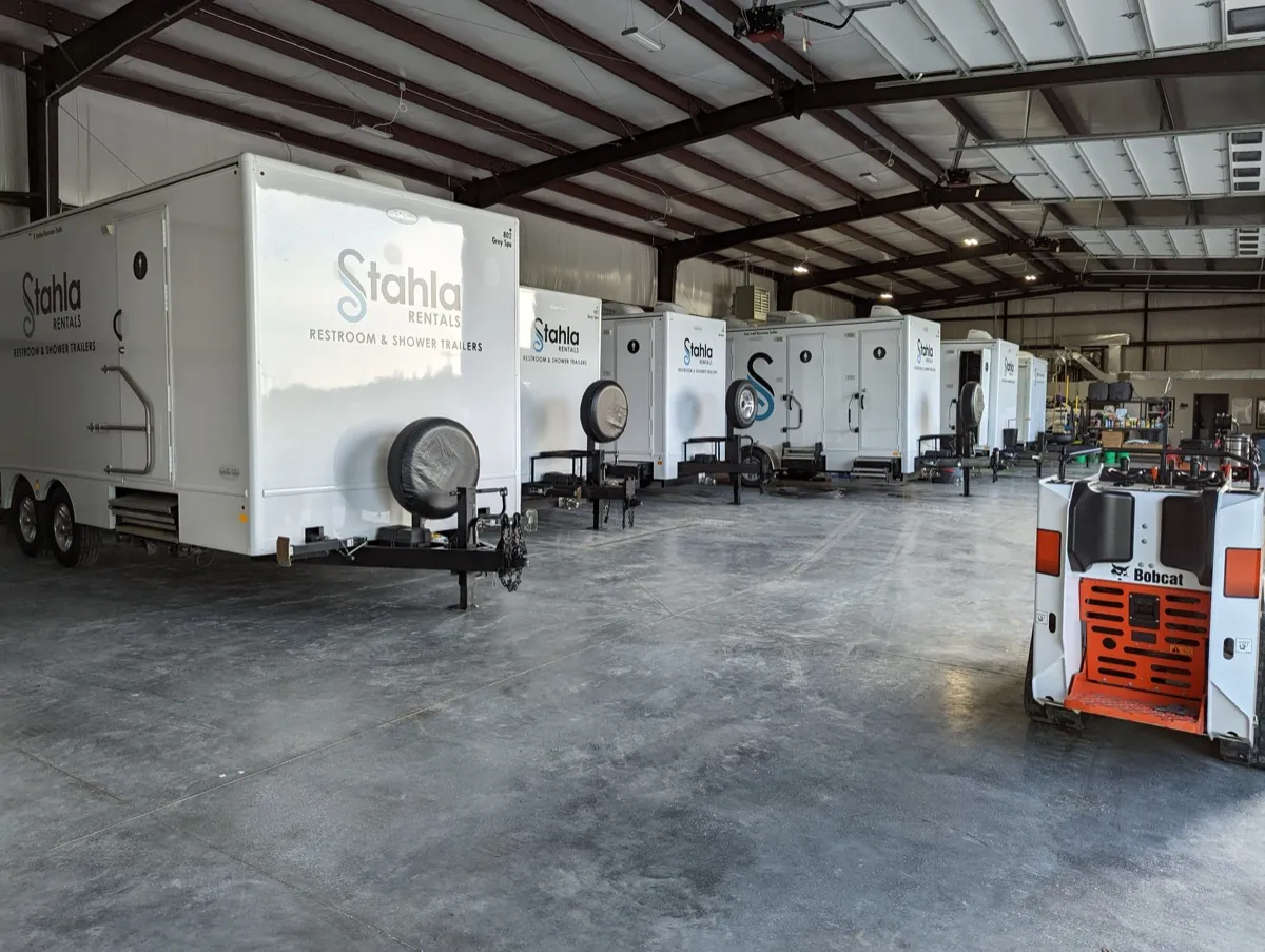 Fleet of trailers in warehouse